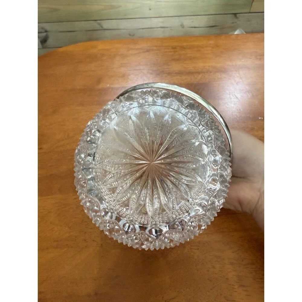 W.Germany F.B.Rogers Silver Co. -VTG Lead Crystal Ice Bucket Silver Handle Nice!